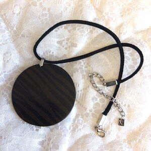 New Bauxo Black Leather Necklace with Leather Handmade Black Brown Print Pendant